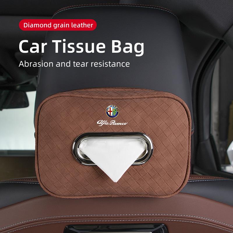 Car Tissue Box Leather Seat Back Hanging Napkins Paper Towel Bag For Alfa Romeo 159 Giulietta Giulia 147 Mito 156 166 GT Stelvio