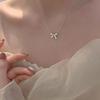 Delicate Bow Pendant Necklace Sparkling Cubic Zirconia Durable Chain Perfect For Ladies Daily Wear Gift