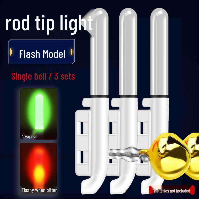 Night Fishing LED Rod Tip Light with Copper Bell - Sea Rod Alarm and Glow Sensor