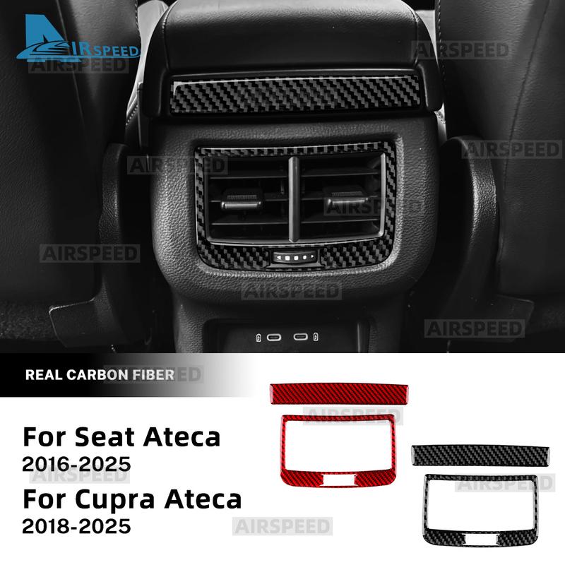 Real Soft Carbon Fiber Sticker For SEAT Ateca 5F 2016-2025 For Cupra Ateca 5F 2018-2025 LHD RHD Car Rear Air Outlet Frame Trim