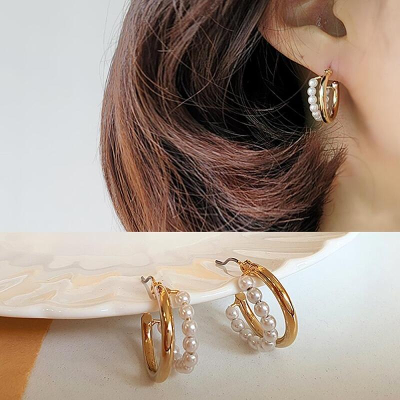 

Gidere Elegant Earrings Bead Pearl Round Sun Metal gold