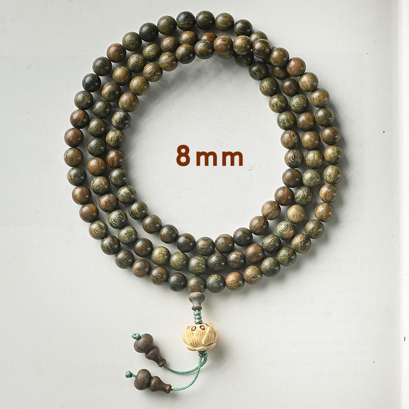 Braccialetto/Collana di Preghiera a 108 Perle Loto di Sandalo Verde e Bosso per Uomo & Donna