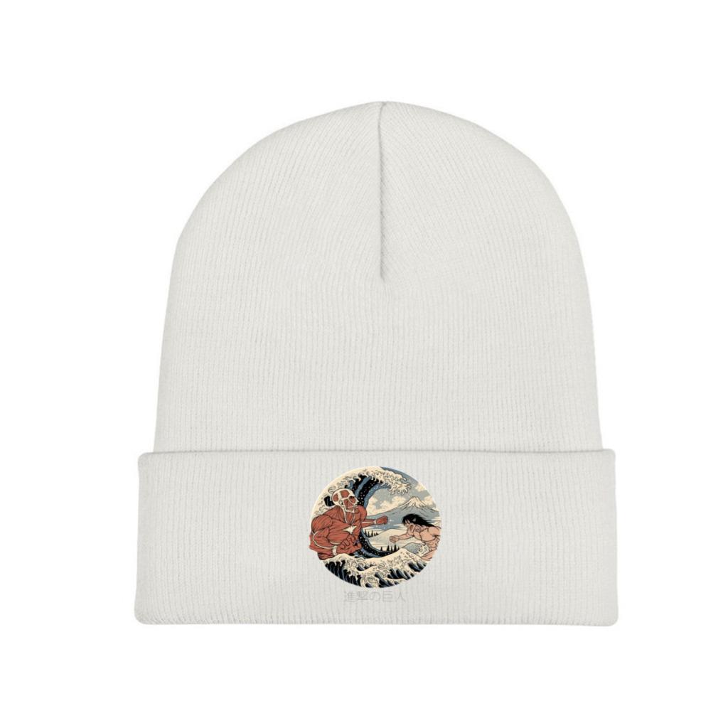 Attack On Titan Kanagawa Wave Knitted Hat for Women Unisex Skullies Beanies Autumn Winter Hat AOT Shingeki No Kyojin Anime Cap