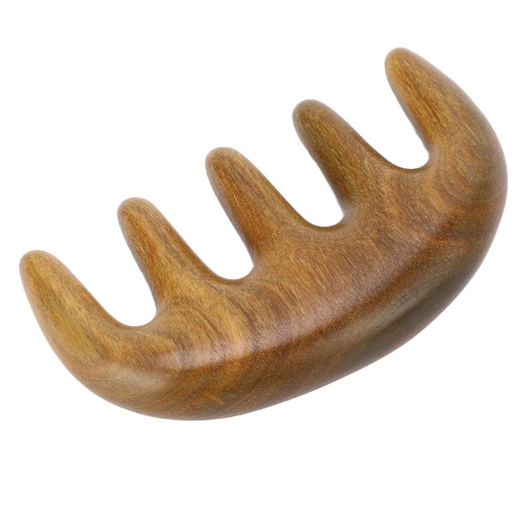 Scalping Massage Comb Handheld Green Sandalwood Massager Wide Tooth Scalping Massage Comb