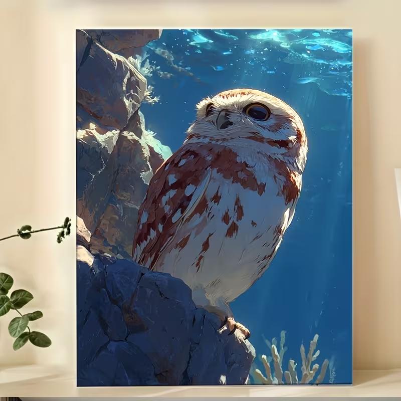 Modern Abstract Brown & White Owl Frameless 21X30CMNo Framed