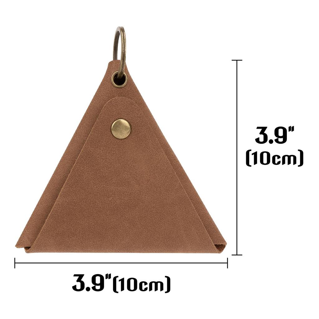 HannaFires 2er-Pack Tragbare Leder-Schlüssel-Organizer-Tasche – Vintage Dreieck-Münzbörse zur kompakten Aufbewahrung von Schlüsseln, Münzen, Kabeln und Kopfhörern,