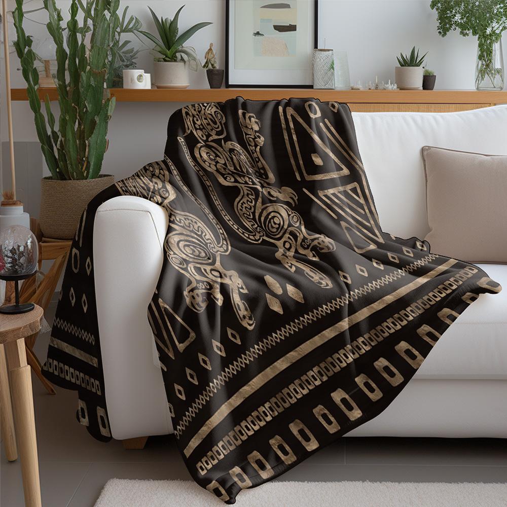 African Tribal Print Throw Blanket Bohemian Kilim Bedspread Decorative Sofa Cover Warm Fleece Blanket for Home Decor