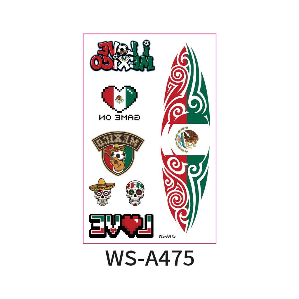 World Cup Argentina Belgium Fans Flag Face Sticker Waterproof Competition Game Tattoo Sticker