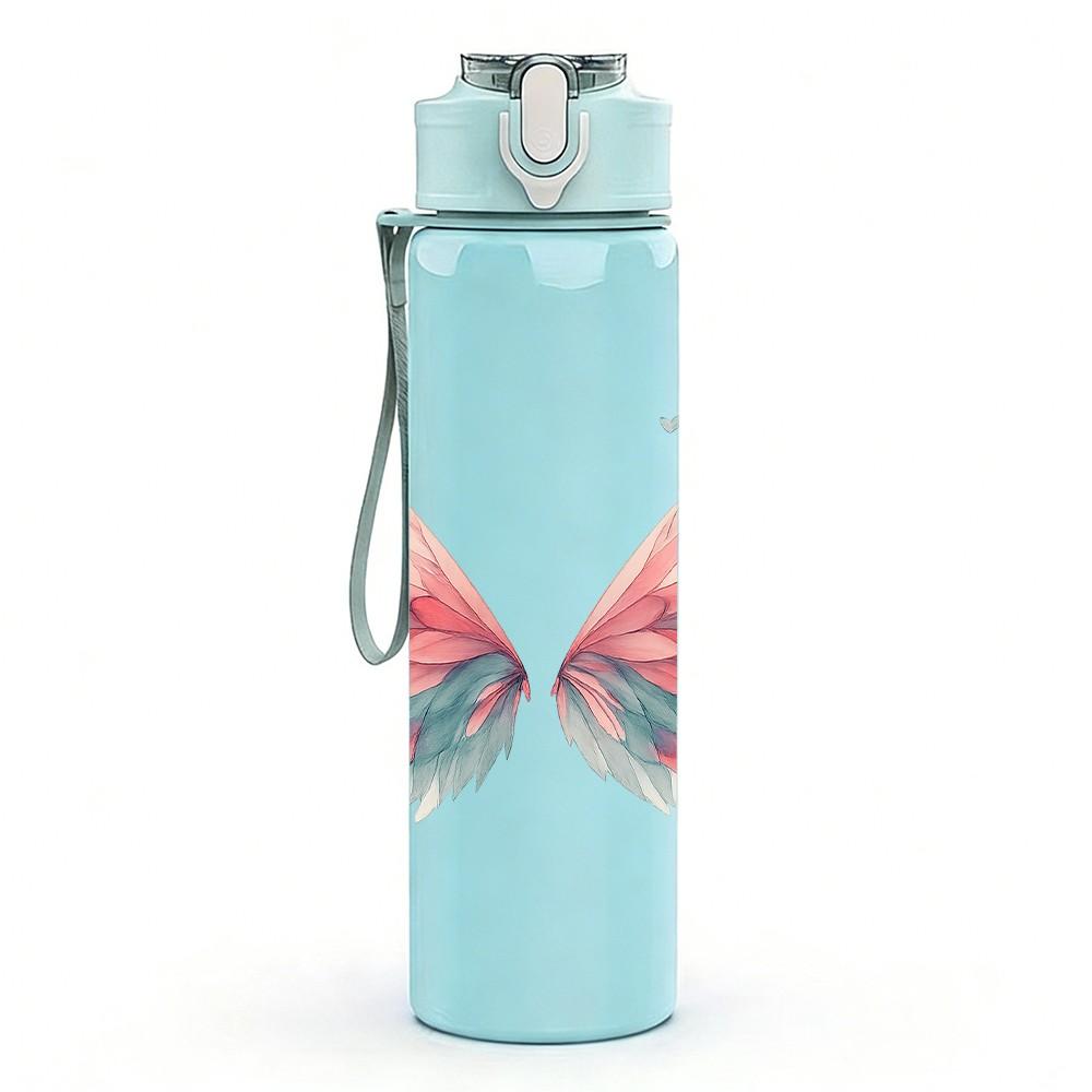 1PC Gradient Butterfly Wing Art 750ml Color Plastic Sports Water Bottle Leakproof Flip Straw Lid Suitable for Sports Office Home Use