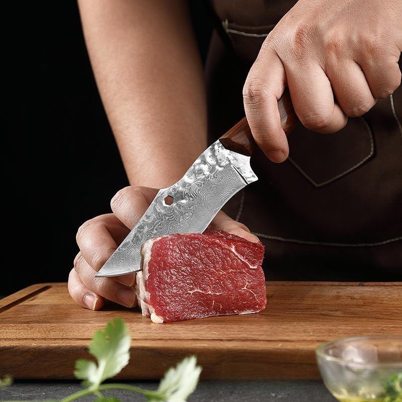 Damascus Knife Hammered Sharp Meat Cleaver Butcher Knives Kitchen Sharp And DurableEasy To CleanNon-rusting Solid Wood Handle