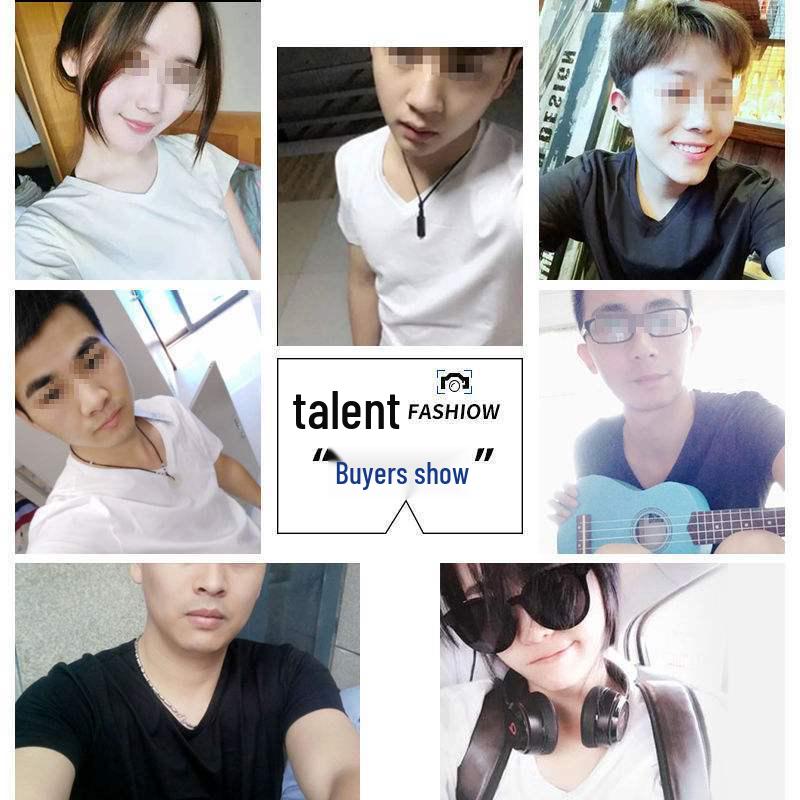 2-pak męskich koszulek z lodowego jedwabiu z dekoltem w serek, z krótkim rękawem, slim fit