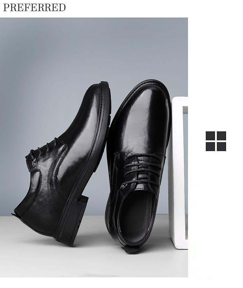 Men's Spring & Autumn Leather Shoes - 6cm Height Boost, Thick Sole, Formal/Casual Versatile Footwear
