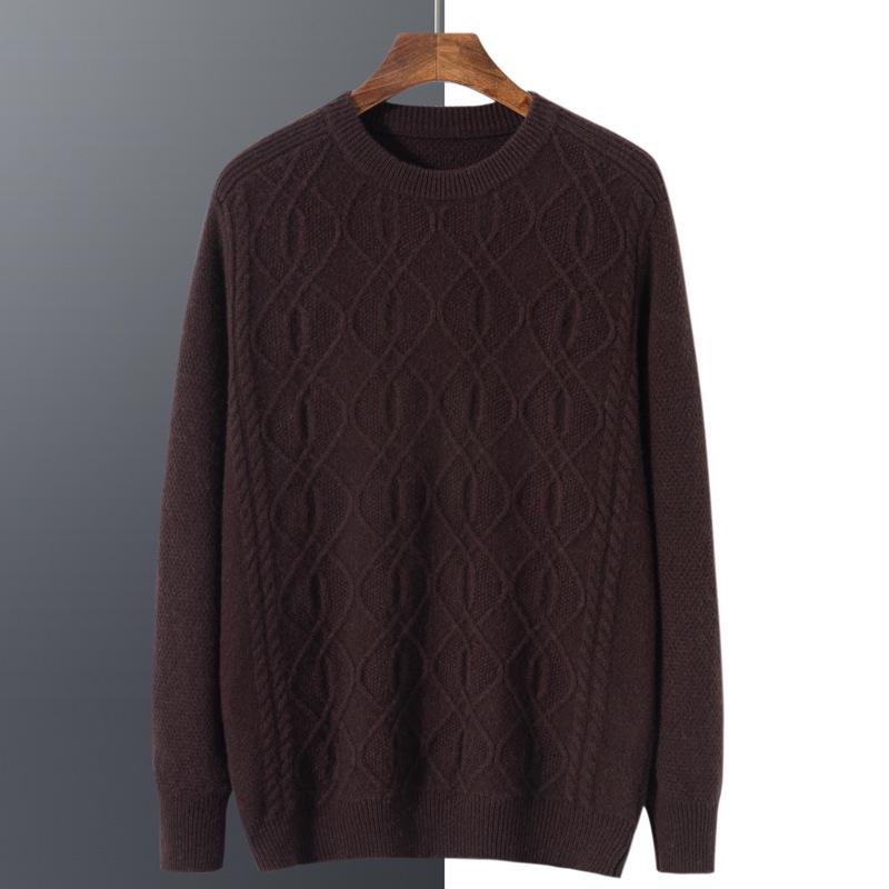 

2024 Winter Men s Plus Size Cashmere Crew Neck Loose Knit Sweater XL кофейный