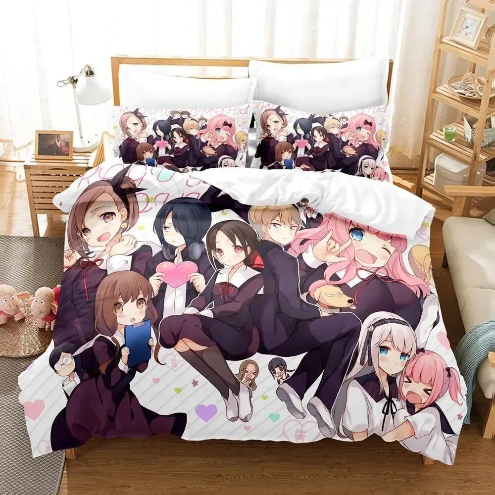 3D Print Anime Kaguya-sama Love is War Beding Set Bedrom Soft Modern Bedspreads Comefortable Soft with Soft Fabric Duvet Cover Quilt Pilowcase