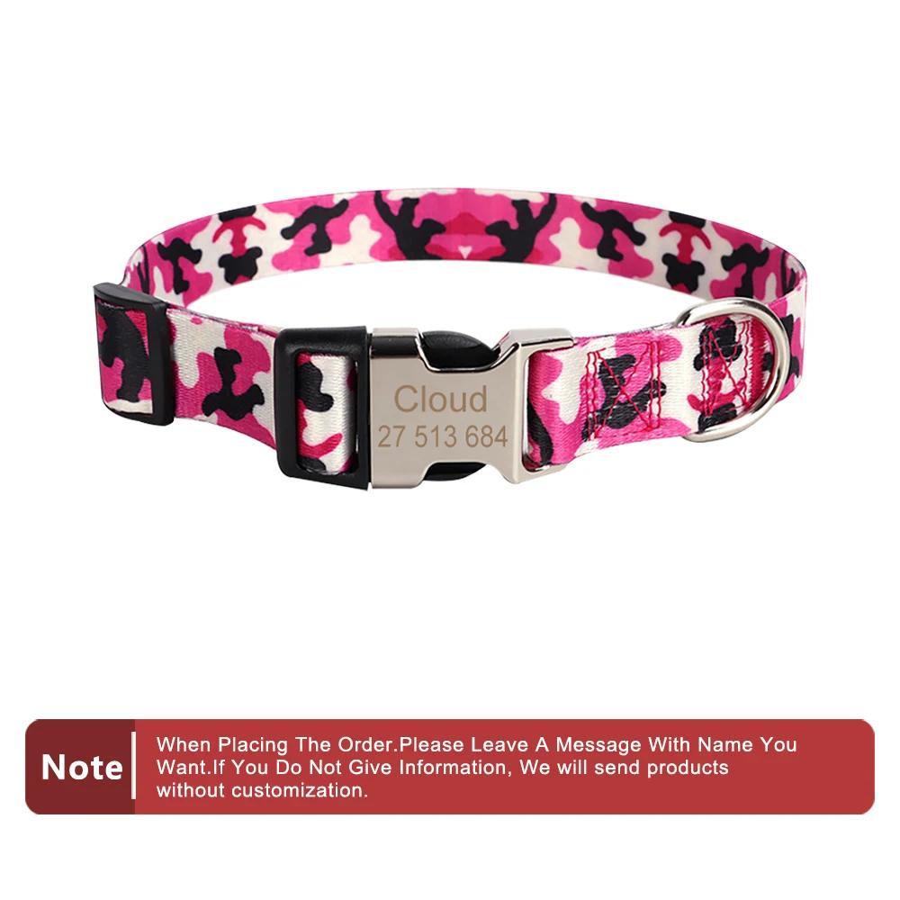 Classic Custom Dog Collar Metal Buckle Dogs Nameplate Collar Free Engrave Personalized Pet Collars Adjustable for Small Medium Large Dog