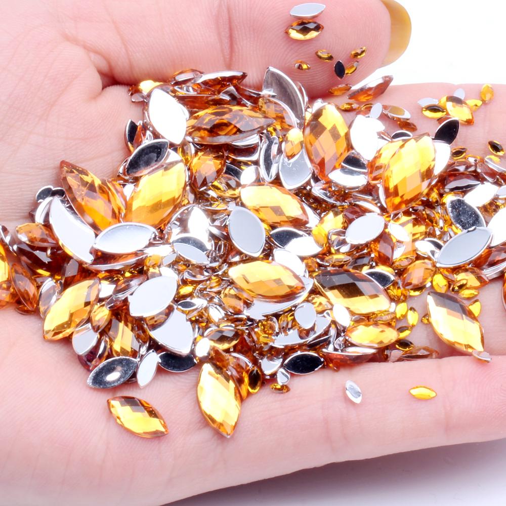 New Style Acrylic Flat Back Rhinestones for Shoes 2x4mm 10000pcs Marquise Dress Jewelry Nails Art Charms