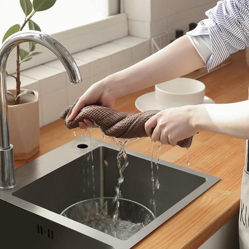 1PC Cotton Dishcloth Ultra Soft Absorbent Towel Household Cleaning Cloth Kitchen Rag For Windows Glass Cars Kitchen Gadgets
