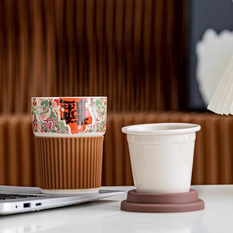 Antique Grass And Wood Ash Tea Coffee Cup Merchandise Ceramic Cup Gift Cup With Lid Gift Cup With Hand