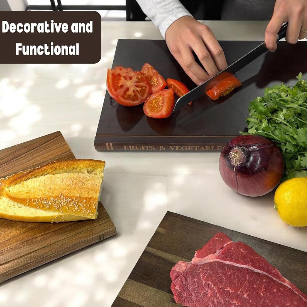 Cutting Boards for Kitchen 3 Pcs Book Shaped Thickened Chopping Boards for Kitchen for Cutting Meat Fruit Vegetables Cheese Home