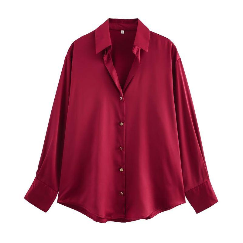 Kaslead New Arrival Women's Fashion Style Fashion Minimalist Silk Satin Textured Shirt 2074580