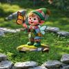 Acrylic Boy Butterfly Ground Card Insertion Cartoon Cute Boy Figurine Sculpture Waterproof Creative Garden Floor Plugs Props