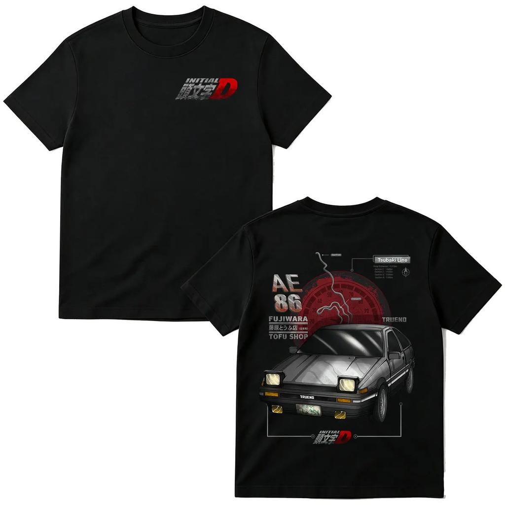 2026 Anime Initial D AE86 Racing Car T-shirt Takumi Fujiwara Tofu Shop Men's Women Fashion T-shirts Cotton Short Sleeves T Shirt