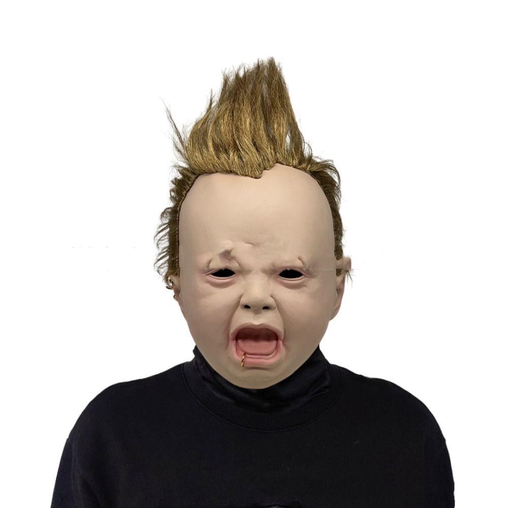 New Weird Crying Punk Baby Mask Latex Soft Crying PuHilarious Head Masque Realistic Creative Funny Mask Halloween