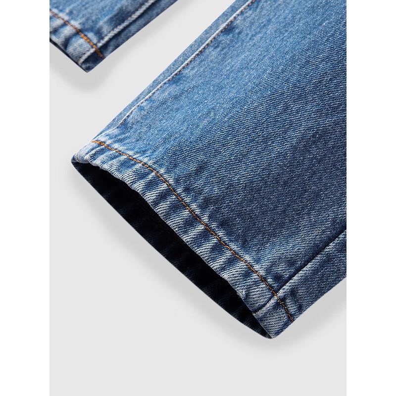 GXG Men's Washed Blue Classic Loose Straight-Leg Denim Jeans