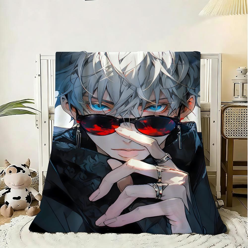 Cartoon Jujutsu Kaisen Throw 240g Flannel Blanket Lightweight Soft Skin-friendly Summer Thin Throw Blanket