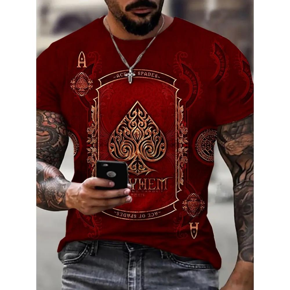 

Чоловіча 3D футболка з принтом Poker King, вуличний стиль Хараджуку, з круглим вирізом, з коротким рукавом, літня спортивна футболка з великим малюнком, одяг M