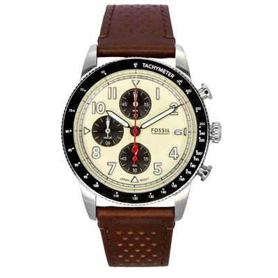 Sport Tourer Chronograph Brown Leather Strap Cream Dial Quartz FS6042 Men's Watch
