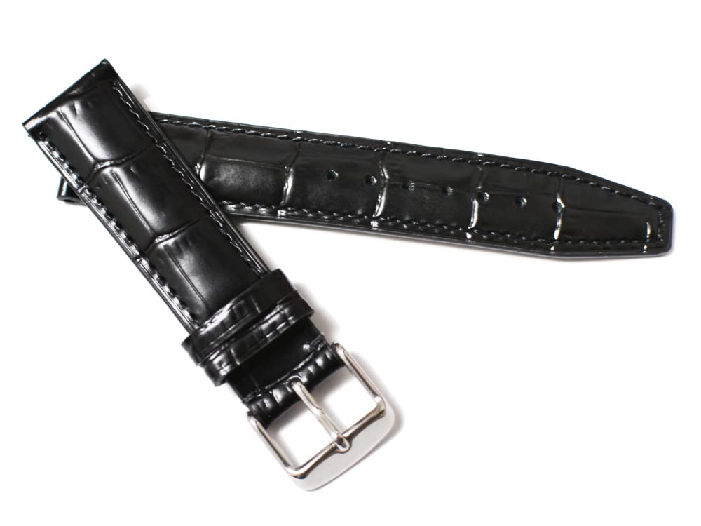 

King Watch Parts Совместимые с часами IWC Portuguese Ремешок из кожи крокодила с тиснением мм [Импортный оригинал], Черный, 21/18