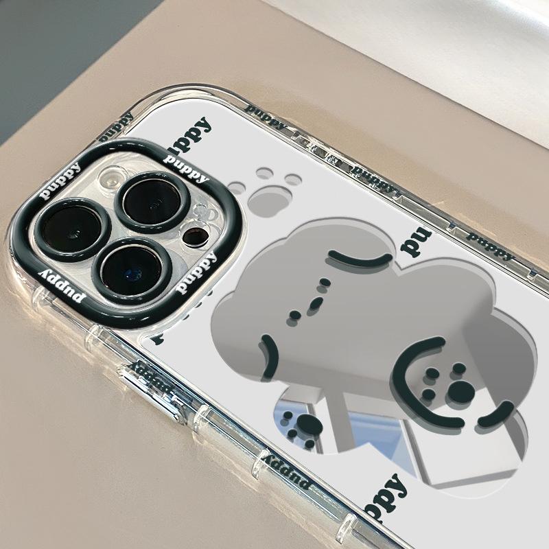 Cartoon Cute Fun Puppy Mirror Suitable for Huawei Cream Shell Oppo Apple 15 IPhone 14/12/