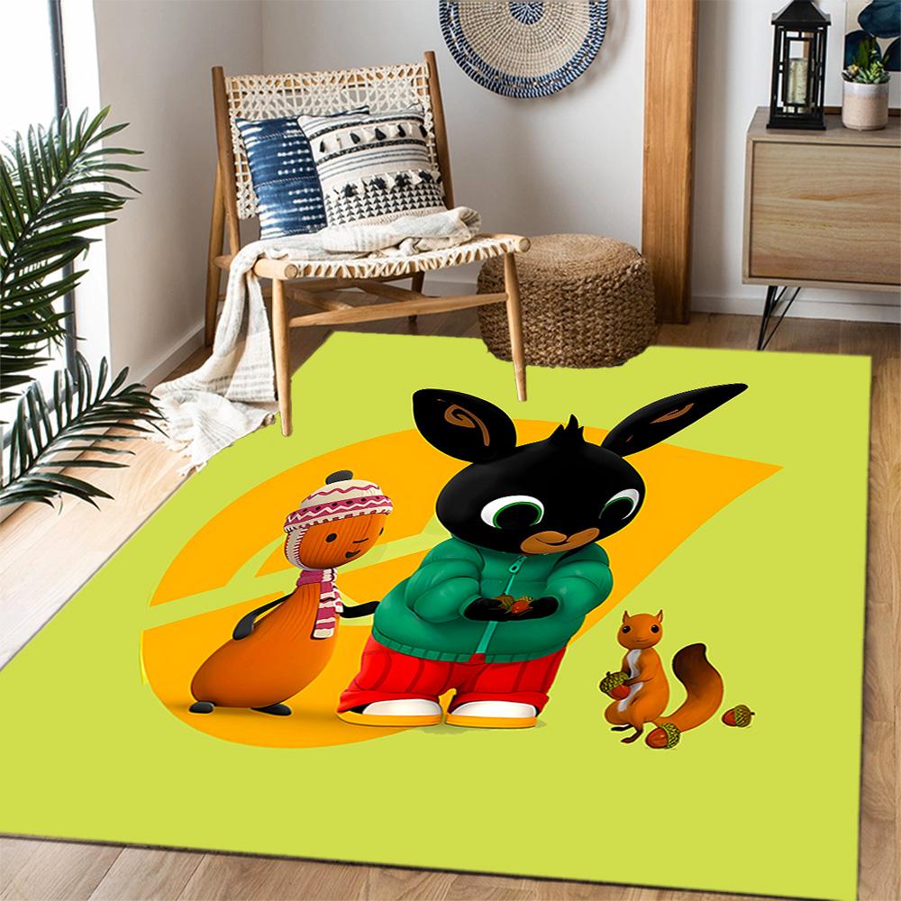 Bing Bunny Colorful Adventure Themed Anti-Slip Rugs - Polyester Home Decor, Suitable for Bedrooms, Living Rooms, Doorways, Studios, and Decorations