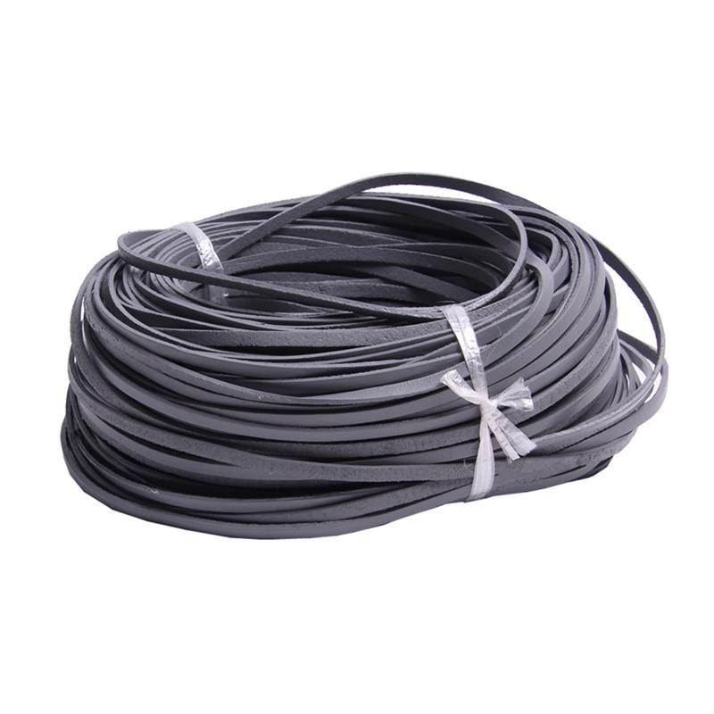 5 metri 3mm Cavo Piatto Rotondo in Vera Pelle Filo Colore Nero Marrone Corda di Pelle Stringa Bracciale Collana Fai da Te Creazione Gioielli