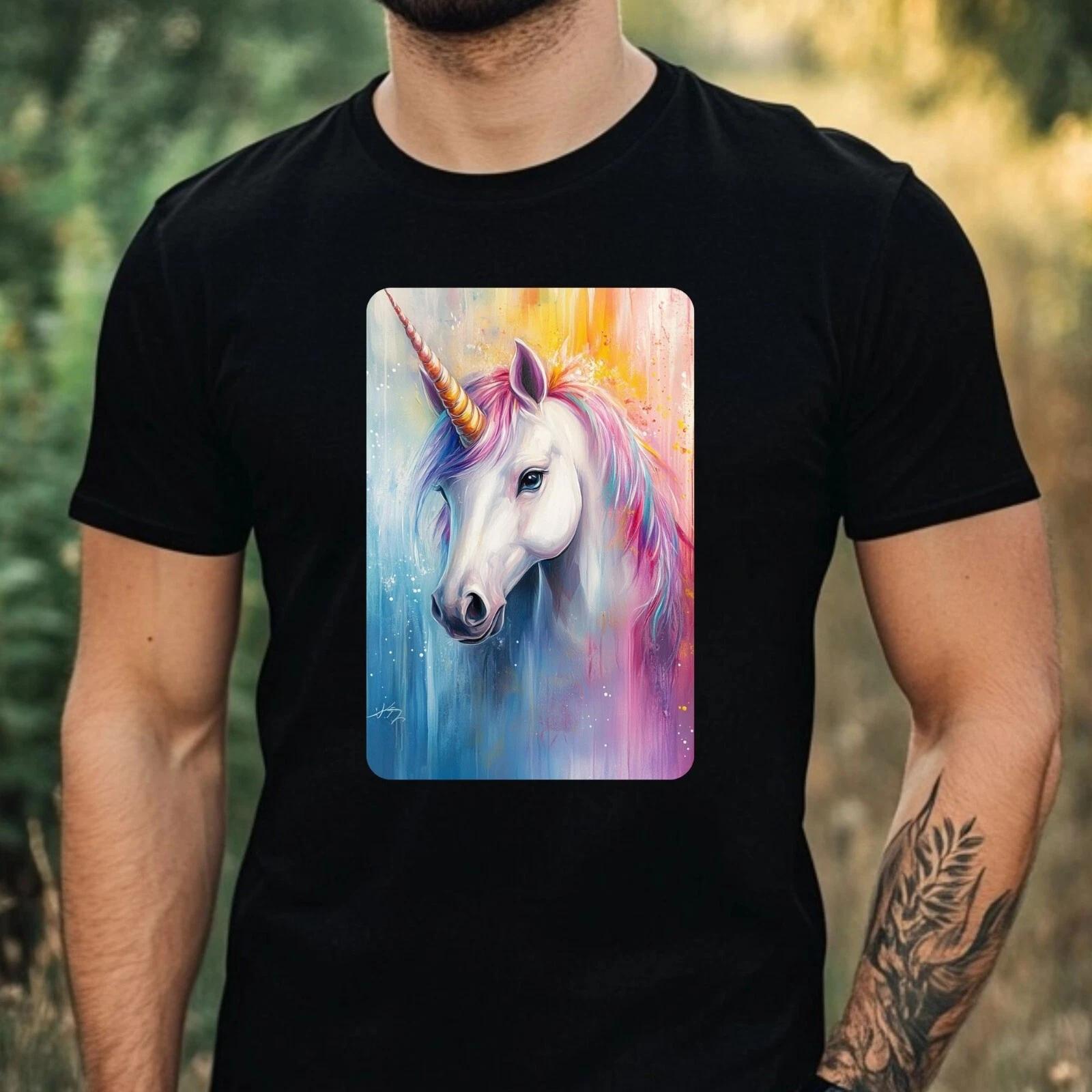 T-Shirt Herren Einhorn Portrait Motiv Baumwolle Größe XS bis 5XL XS