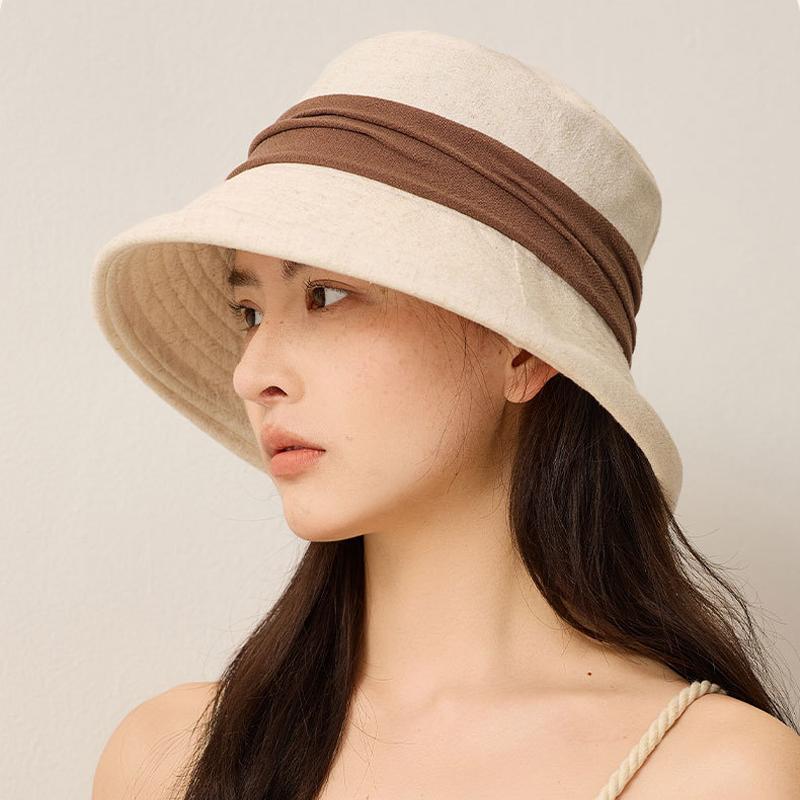 Fisherman's Hat Women's Spring Foldable Sun Hat Summer Color Block Sunscreen Hat