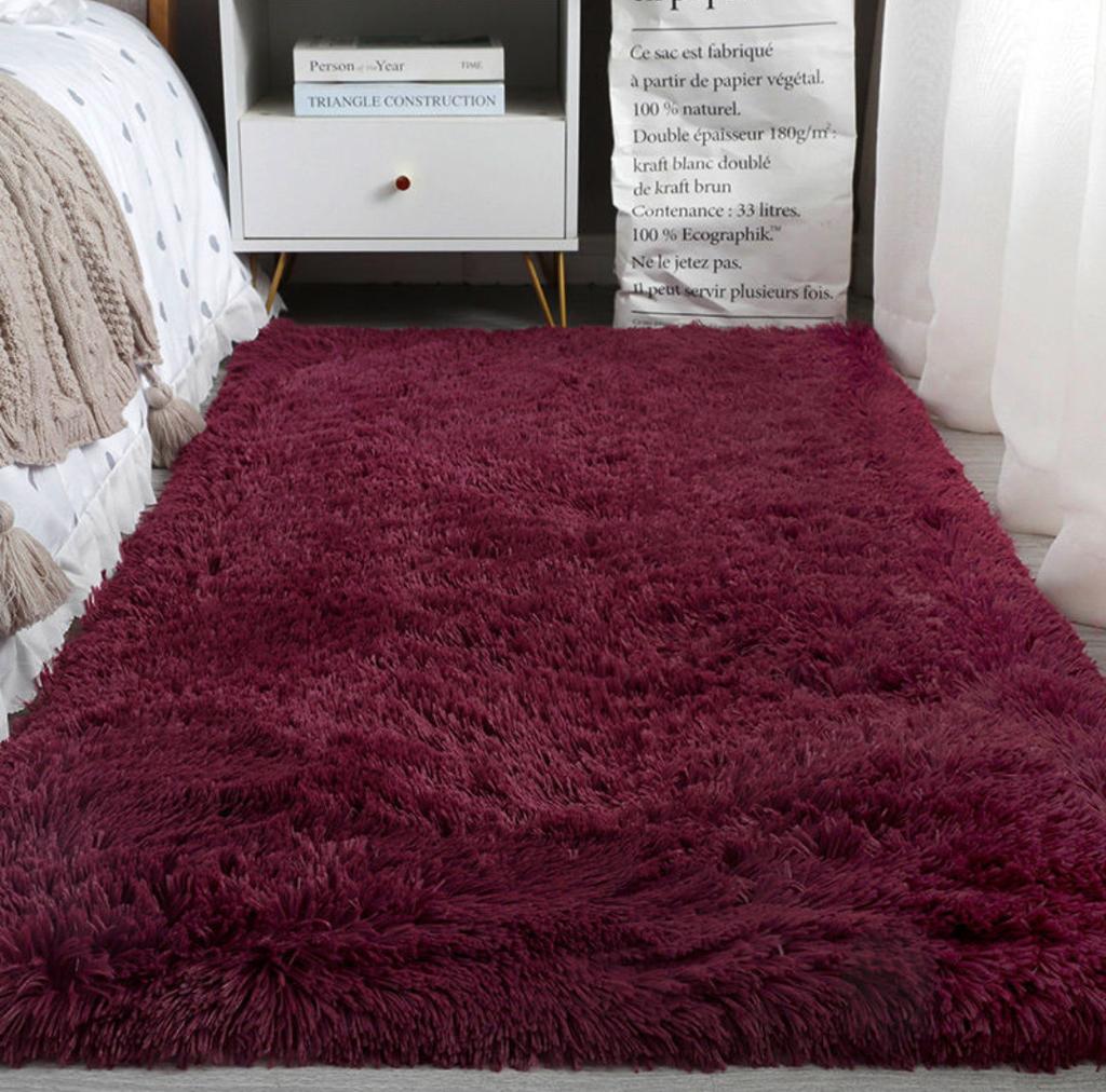 AROGAN Tappeto Shaggy Morbido In Pelliccia Peluche Rosso Vino 90x150cm: Soffice Per Camera Da Letto E Cameretta, Antiscivolo