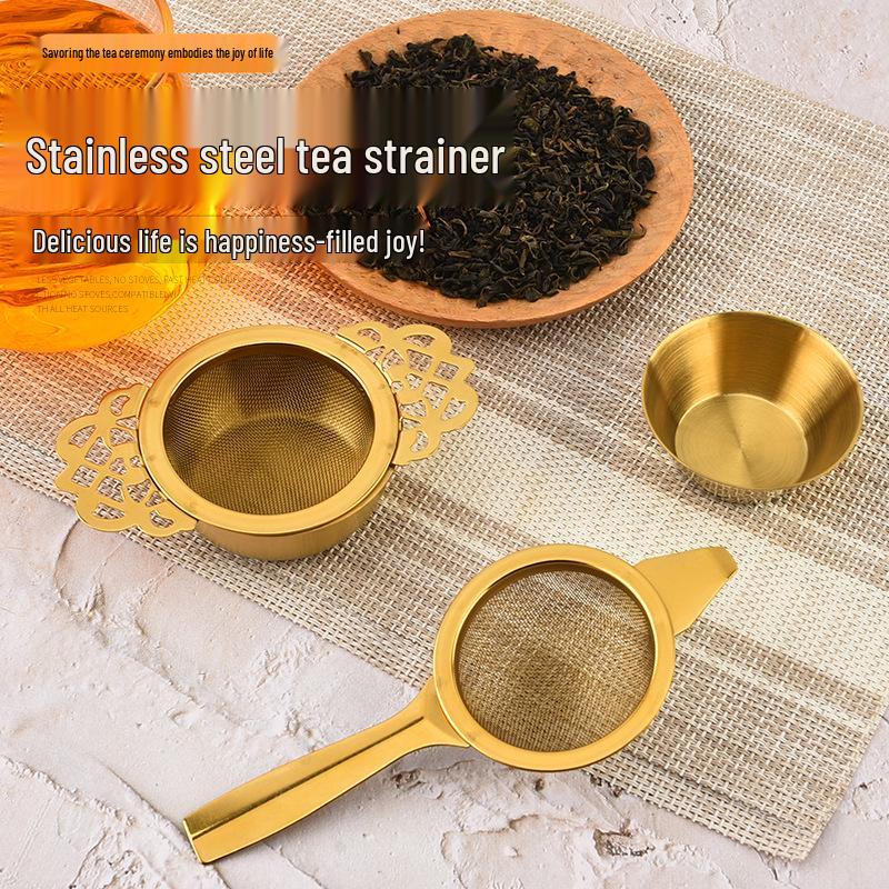 304 Stainless Steel Long Handle Tea Infuser with Double Ear Mesh Strainer Basket