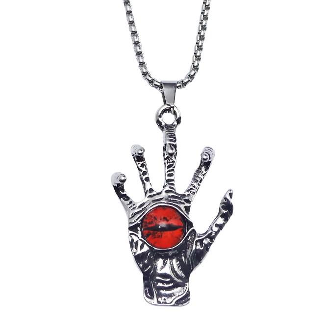 Personalized Punk Demon Claw Pendant Necklace with Devil's Eye for Men and Women - Trendy Long Sweater Chain.