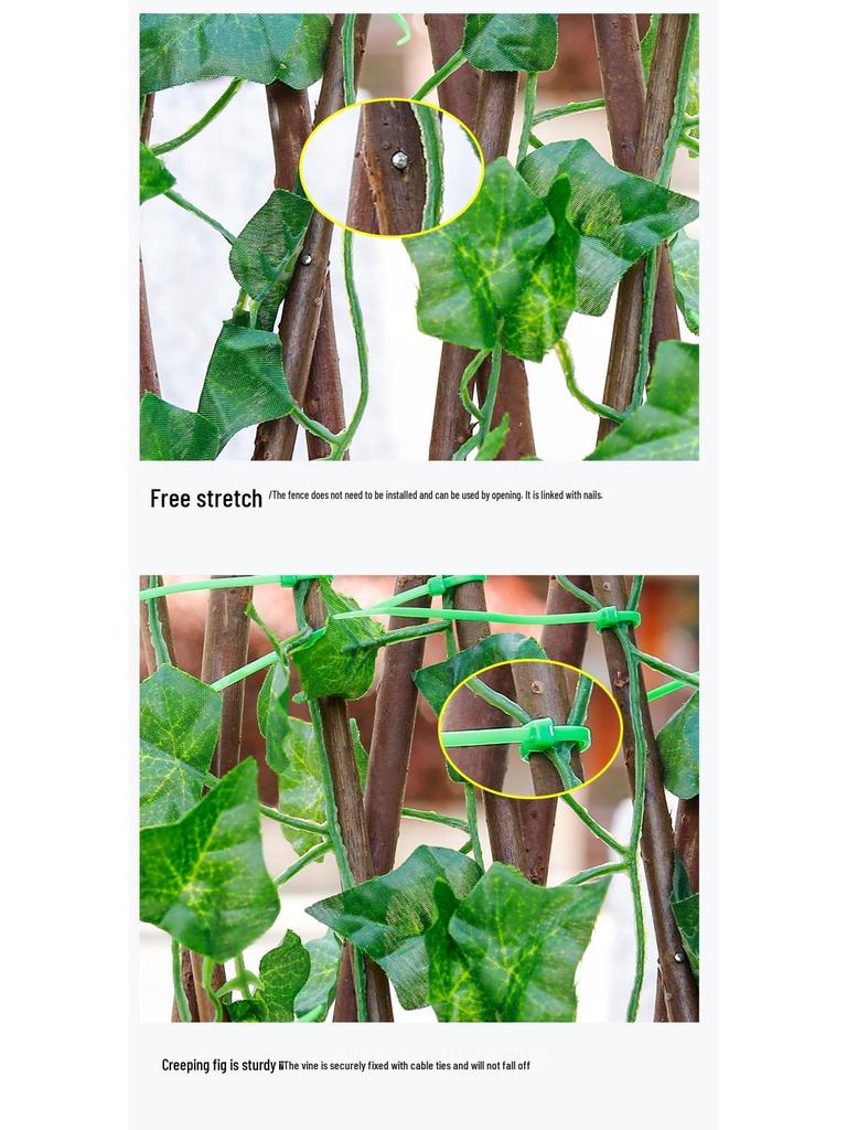 Retractable Grille with Faux Greenery for Balcony or Garden Decoration