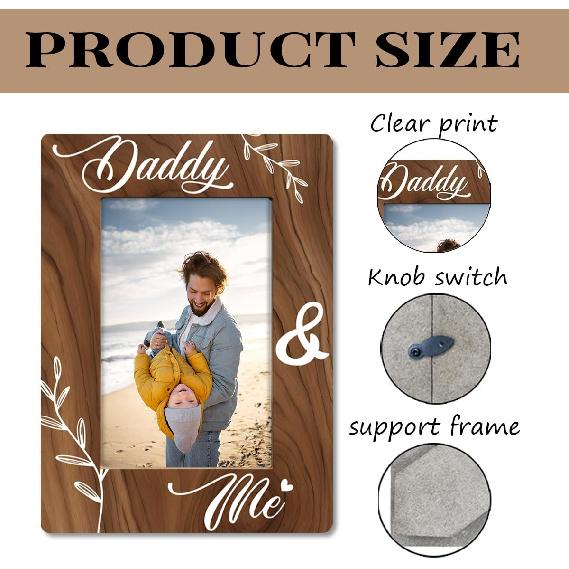 Daddy Gift from Daughter Son, Daddy & Me Photo Frame, Holds 4 x 6 Inch Photo, Farmhouse Wooden Picture Frame Gifts, Dad Birthday Gifts Idea, Father's