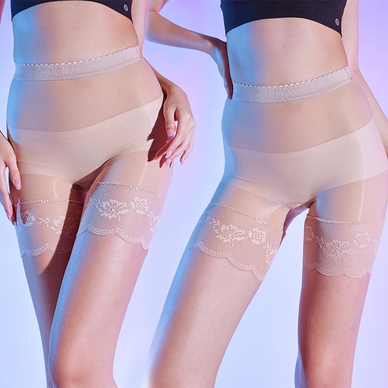 -pin seamless oily boxer underwear women's ultra-thin D silky safety pants large size horse oil seamless open underwear