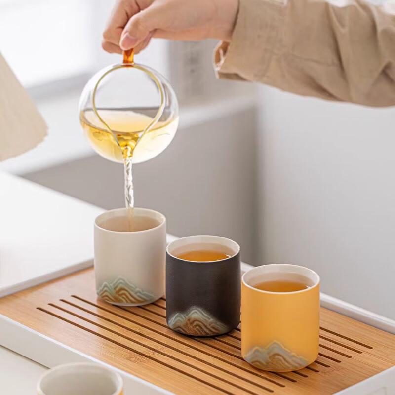 HUAXJ 'Rivers and Mountains' Ceramic Teacup Pair Gift Set