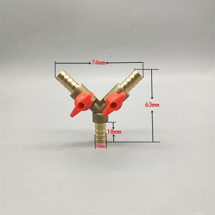 6mm 8mm 10mm 20 Schlauchtülle Y-Stück Drei 3-Wege Messing Absperrkugelhahn Rohrverschraubung Verbinder Adapter für Kraftstoff Gas Wasser Öl Luft