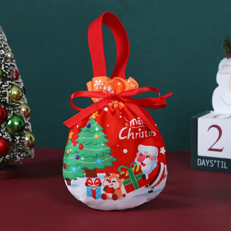 Christmas Red Velvet Drawstring Bag Christmas Candy Gift Packaging Bag Cartoon Christmas Elk Jewelry Gift Storage Bag