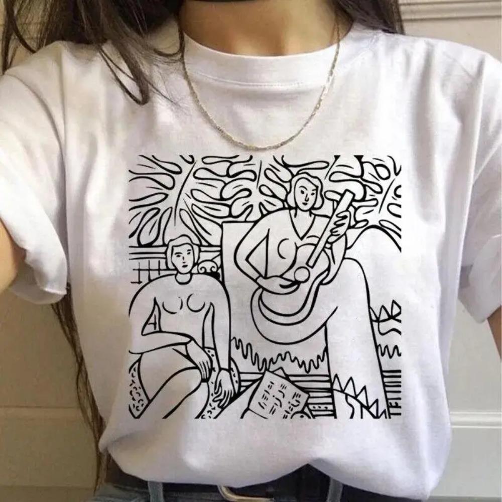 Abstract Art Print Women T Shirt Fashion Summer Clothes Car M