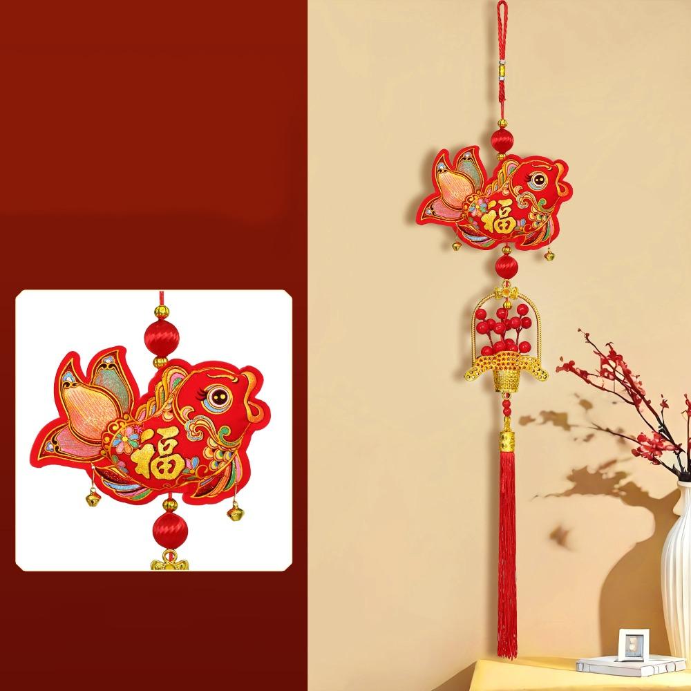 Chinese Knot Blessing Character Pendant Red Hanging Lucky God of Wealth Pendant Spring Festival Pendants