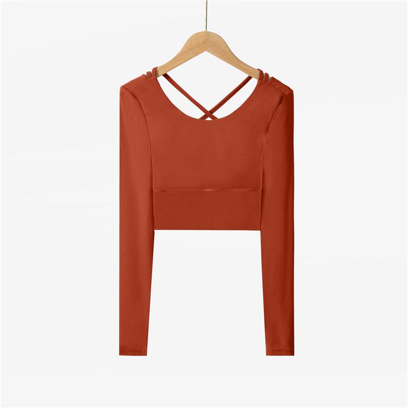 

Nude Back Slim High-Elastic Yoga Shirt - Wire-Free, Seamless, Breathable Sports Shapewear Large червоний/коричневий