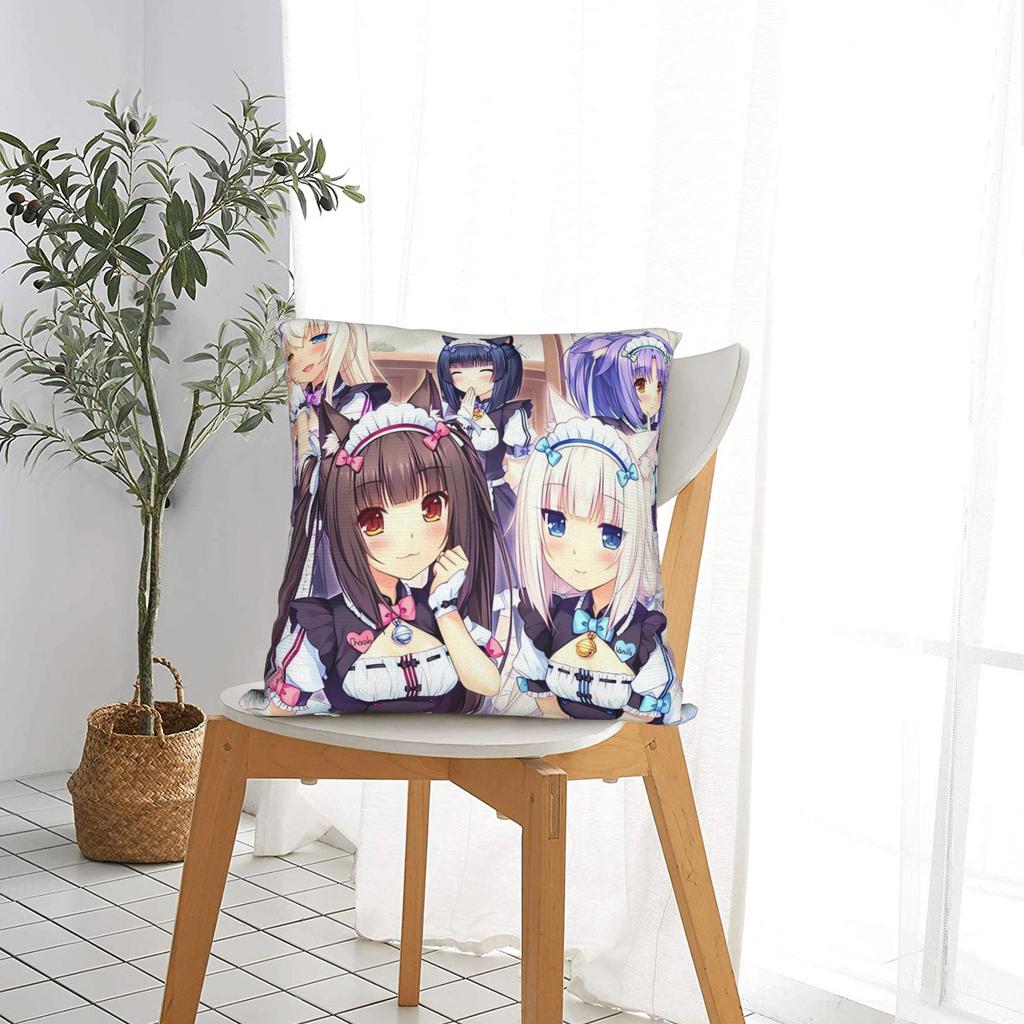 Pillow Cover Super Kawaii Game Nekopara Chocola Vanilla Morden Pillow Case For Living Room Bed Chair Pillowcases